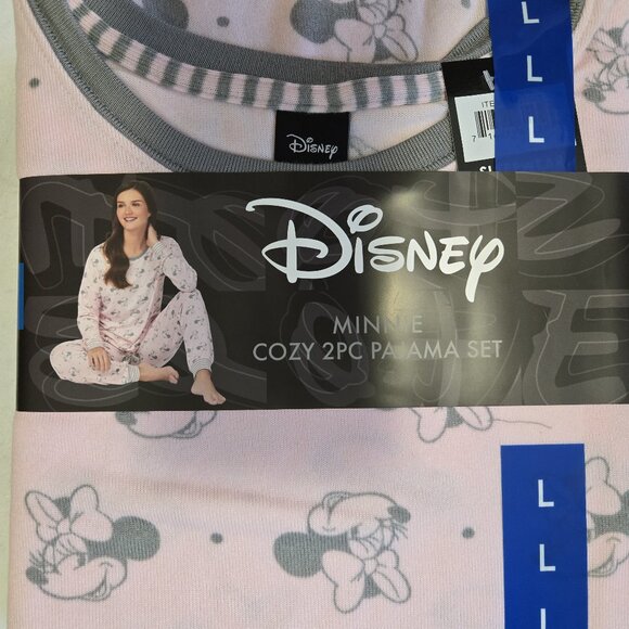 Disney Minnie Mouse Print Pink Size Large Cozy Pajama 2 piece set. - Picture 5 of 7